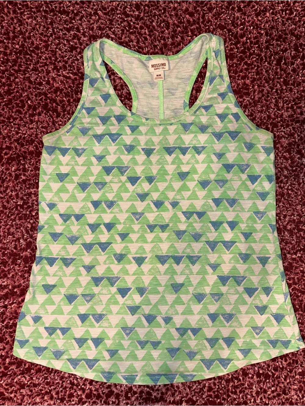 Mossimo Supply Co. Green & Blue Geometric Triangle Pattern Racerback Tank Top -